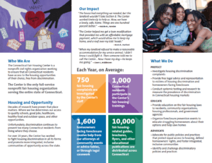 Image showing preview of a brochure created for the CT Fair Housing Center. Click through to read PDF.