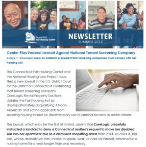 The Summer 2018 CT Fair Housing Center e-newsletter. Click on the image to open the PDF version.
