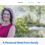 Screenshot of "About" page of refreshed Sandy Wolf Psychotherapy website